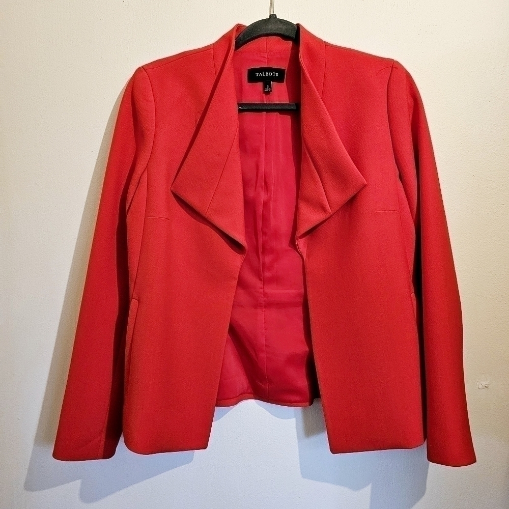 Talbots Red Open Front Blazer Jacket